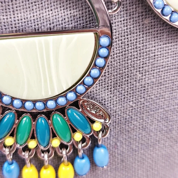 Talbots Necklace Statement Blue Yellow & Bracelet - Picture 12 of 12